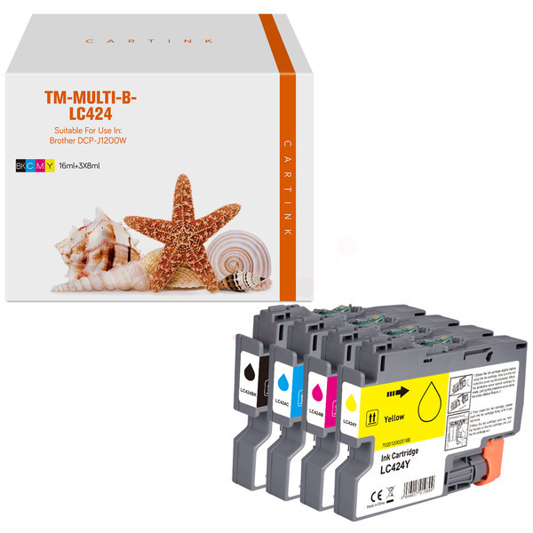 Premium Tinte ersetzt Brother LC-424VAL Schwarz, Cyan, Magenta, Gelb