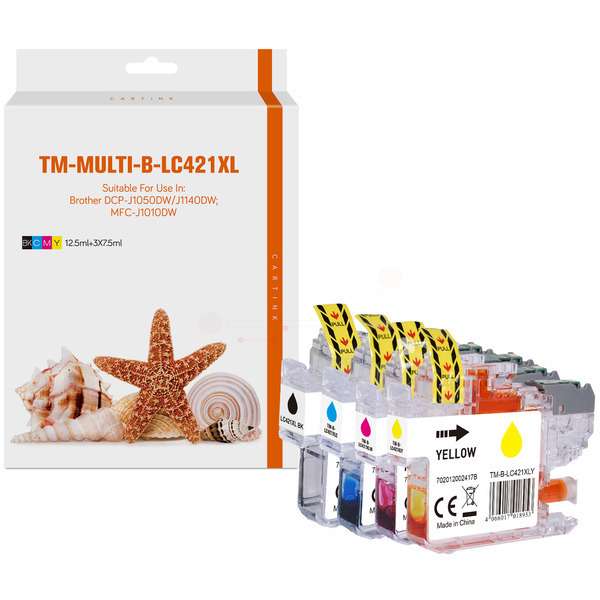 Premium Tinte ersetzt Brother LC-421XLVAL Schwarz, Cyan, Magenta, Gelb