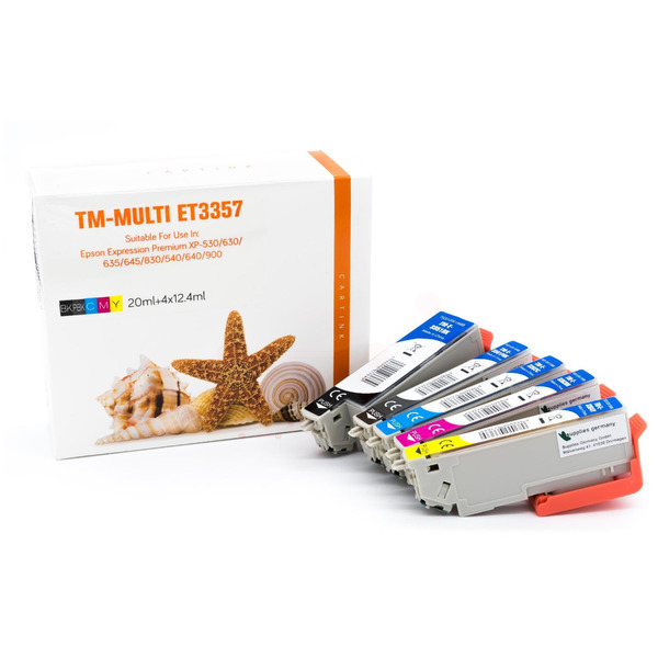 Premium Tinte ersetzt Epson C13T33574010, 33XL Schwarz, Foto-Schwarz, Cyan, Magenta, Gelb