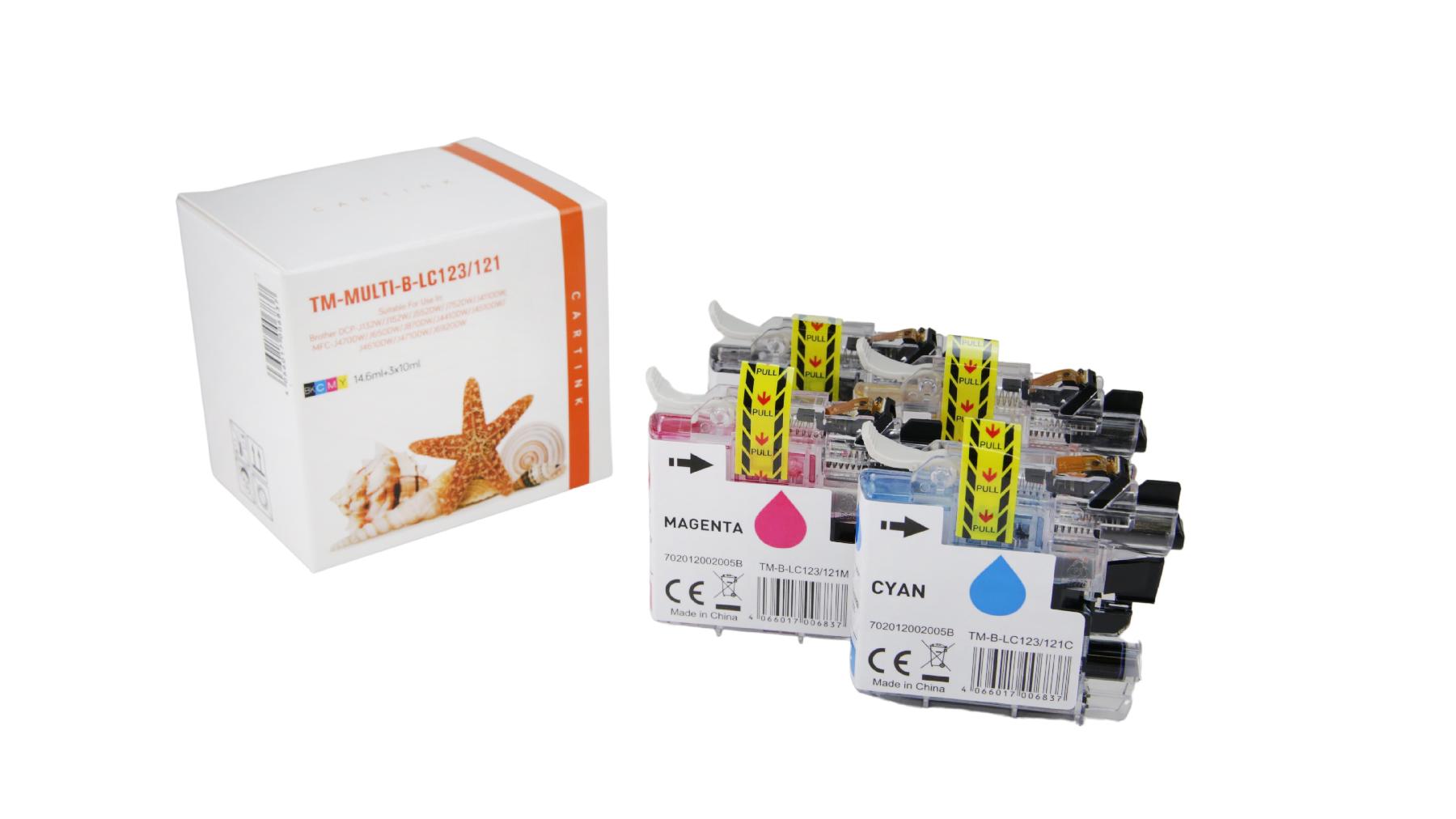 Premium Tinte ersetzt Brother LC-123VALBPDR Schwarz, Cyan, Magenta, Gelb