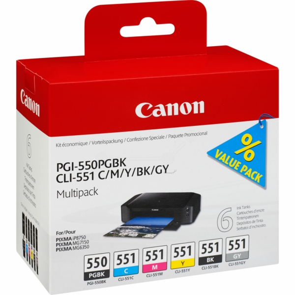 Canon Tinte 6496B005, PGI550CLI551