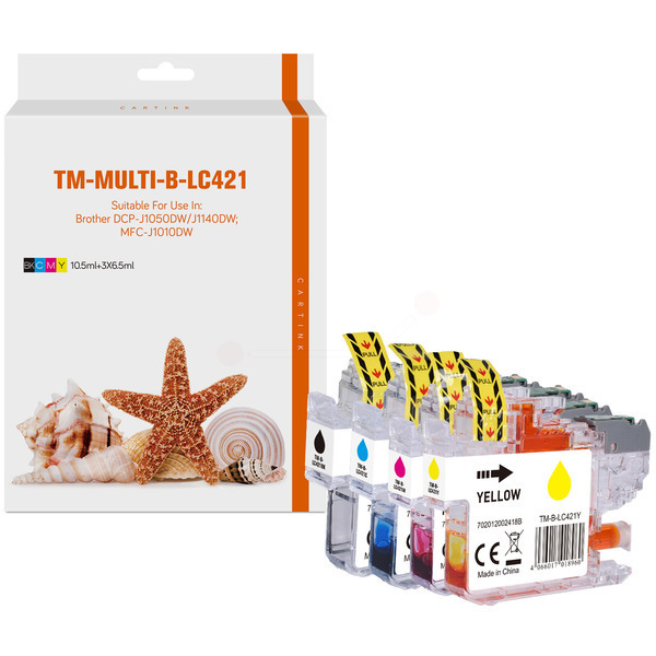 Premium Tinte ersetzt Brother LC-421VAL Schwarz, Cyan, Magenta, Gelb