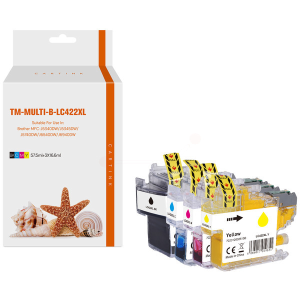 Premium Tinte ersetzt Brother LC-422XLVAL Schwarz, Cyan, Magenta, Gelb